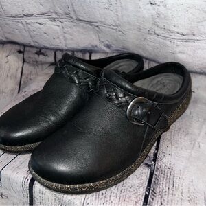 Aetrex Libby Braided Clogs in Black Leather Size 7.5